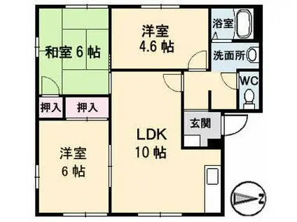 アークヒルズ中村 D棟(3LDK/2階)の間取り写真