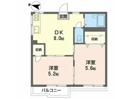 ハイツニュー南(2DK/2階)の間取り写真