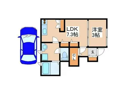 モスフロックス御着(1LDK/1階)の間取り写真