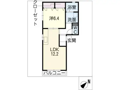 エミージュ(1LDK/1階)の間取り写真