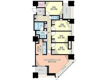ザ・ハシモトタワー(4LDK/17階)の間取り写真