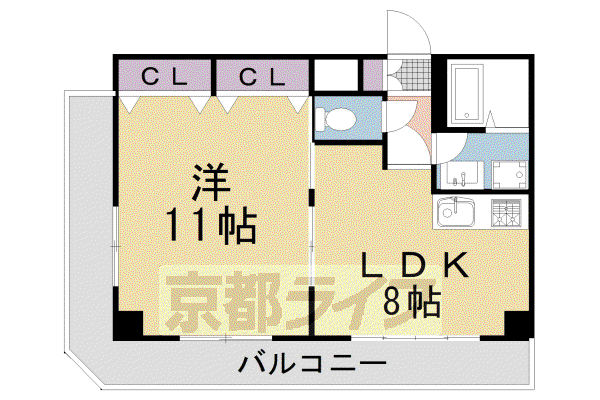 シャントゥール城北(1LDK/2階)の間取り写真