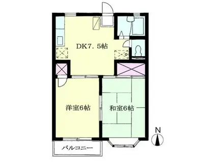 ブリリアントさがみ野(2DK/1階)の間取り写真
