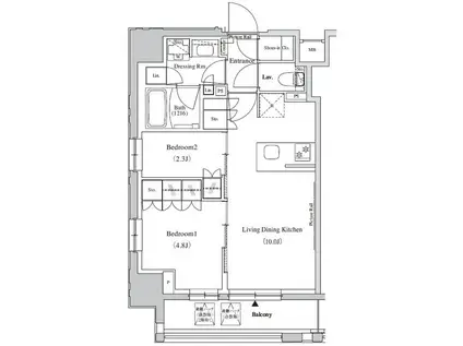 ザ・パークハビオ蕨(2LDK/7階)の間取り写真