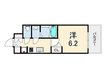 プレサンス神戸水木通ルミエス(1K/9階)の間取り写真