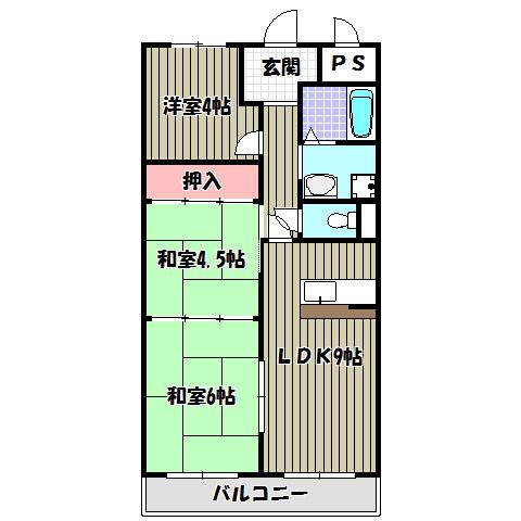 ウィスタリア藤(3LDK/3階)の間取り写真