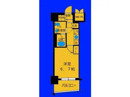 グランフォース横浜伊勢佐木町(1K/8階)の間取り写真