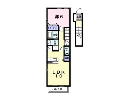 フル一ル・ミニヨン A(1LDK/2階)の間取り写真