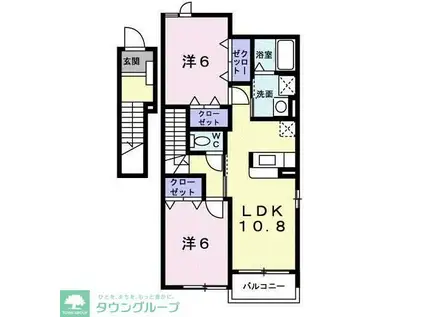 ヴィラ・プロヴァンスA(2LDK/2階)の間取り写真