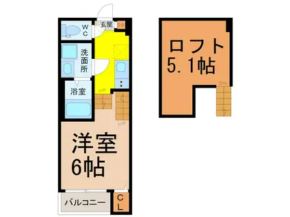 エール高畑(1SK/2階)の間取り写真