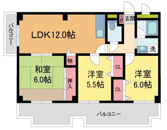 メゾン東山(3LDK/5階)の間取り写真