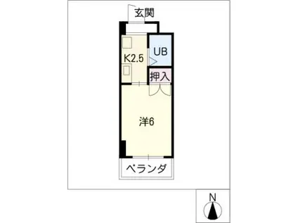 パレス京町Ⅱ(1K/3階)の間取り写真