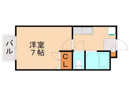 パークサイドI(1K/1階)の間取り写真