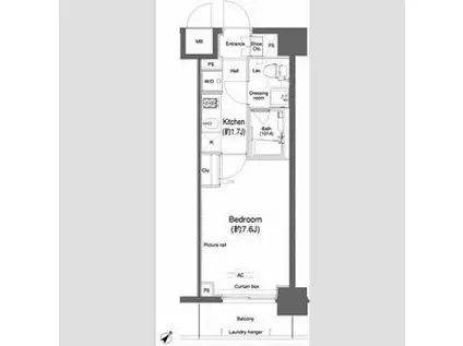 プラウドフラット鶴見I(1K/2階)の間取り写真
