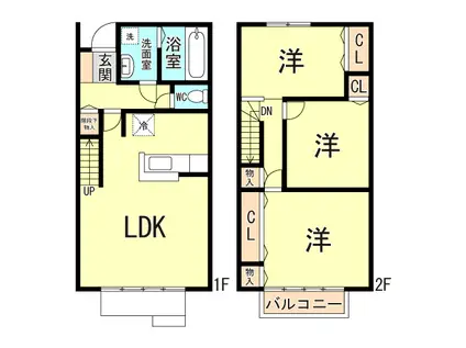 ディアコート西明石 B(3LDK/1階)の間取り写真