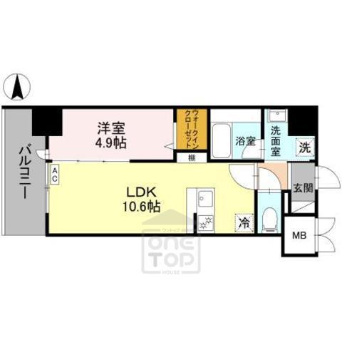 ストーリア茨木(1LDK/6階)の間取り写真