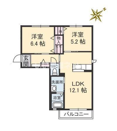 コスモパークヴィーナス(2LDK/2階)の間取り写真