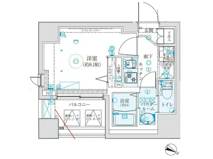 リクレイシア西横浜(1K/5階)の間取り写真