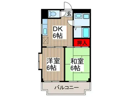 メゾンドパーシモン(2DK/4階)の間取り写真