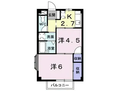 ファミールIII(2K/1階)の間取り写真