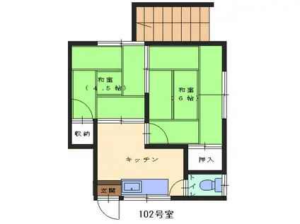 堀川荘(2K/1階)の間取り写真