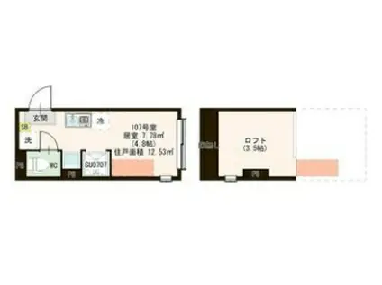 ハーモニーテラス徳丸I(ワンルーム/1階)の間取り写真