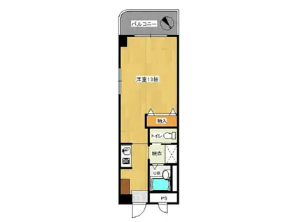 ウエスト・コート仲本(ワンルーム/1階)の間取り写真