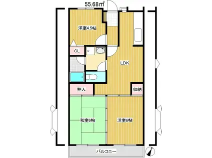 マンショングレイス(3LDK/4階)の間取り写真