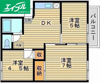 ラ・セーヌ白石(3DK/1階)の間取り写真