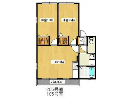 レトア・コート(2LDK/1階)の間取り写真