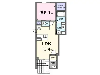 BROCADE(1LDK/1階)の間取り写真