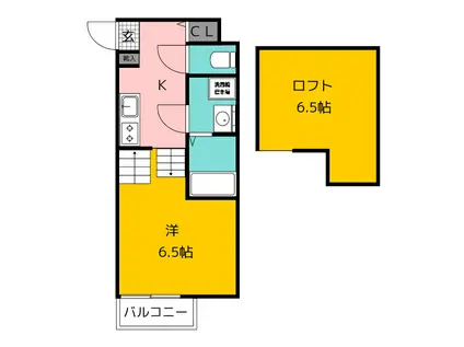 PRIME馬出(1K/2階)の間取り写真