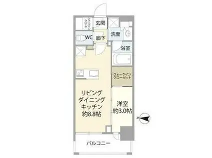 グローベル浦和常盤ザ・パークス(1LDK/7階)の間取り写真