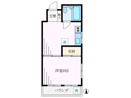 カメイビル(1DK/3階)の間取り写真