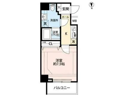 プレール・ドゥーク亀戸水神駅前(1K/2階)の間取り写真