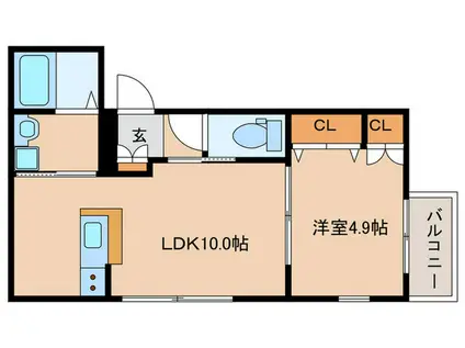 トロワフルーヴ(1LDK/1階)の間取り写真