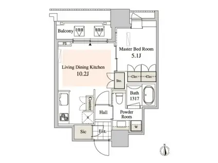 タワーコート北品川(1LDK/5階)の間取り写真