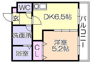 ア・ルーラ東合川(1DK/3階)の間取り写真