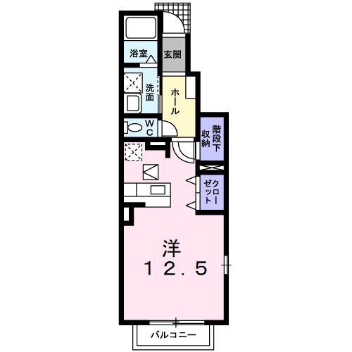 サンメゾンII(ワンルーム/1階)の間取り写真