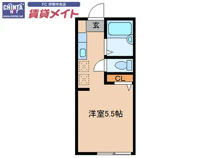 ダンケタカミヤII(1K/1階)の間取り写真