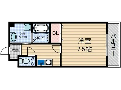 エルカーサ正雀2(1K/1階)の間取り写真