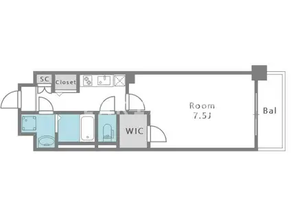 フォーリアライズ大阪ウエストベイ(1K/2階)の間取り写真
