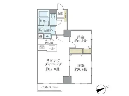 KDXレジデンス秋葉原(2LDK/6階)の間取り写真