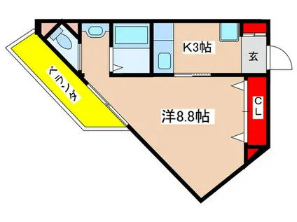 グランビュー新百合ヶ丘(1K/1階)の間取り写真