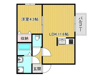 クレオン姪浜壱番館(1LDK/3階)の間取り写真