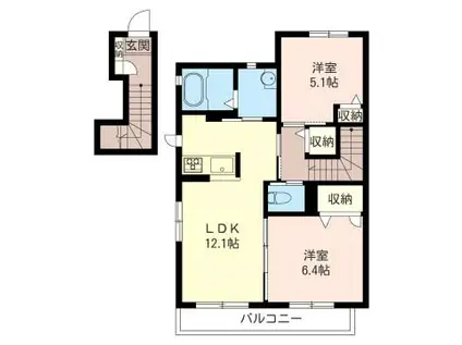 プレジールA棟(2LDK/2階)の間取り写真