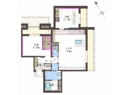 ケントスクエア八番館(2LDK/2階)の間取り写真