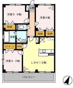 グレイスフルT(3LDK/3階)の間取り写真