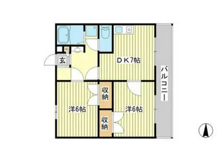 プライムハイツ寺家(2DK/2階)の間取り写真