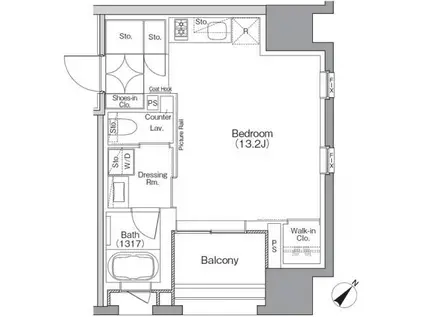 ザ・パークハビオSOHO横浜関内(ワンルーム/4階)の間取り写真